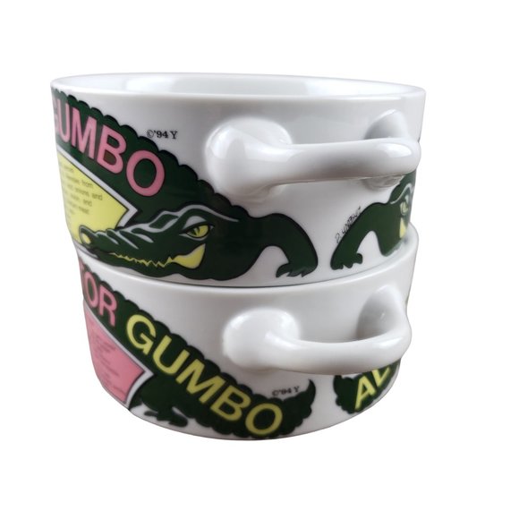 LJungberg Collection Alligator Gumbo Two Handled Bowl Set 1994 New Orleans - Picture 2 of 11